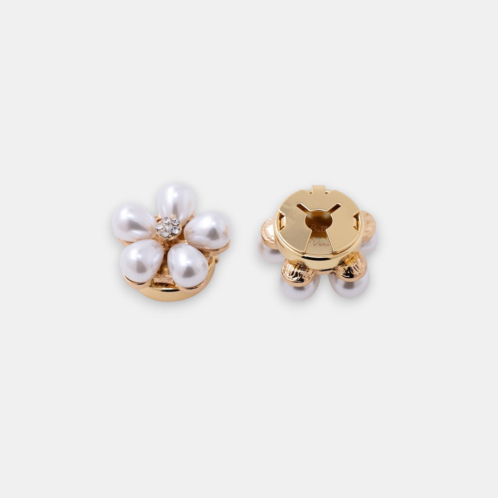 Clara Button Cover Set – Delicate Pearl Blossom Everyday Shirt Accessory