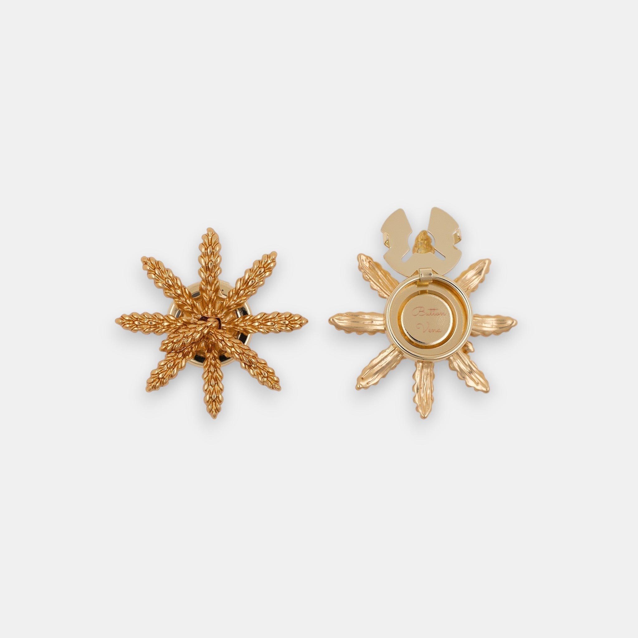 Midnight Spark Button Cover Set – 22K Gold Sunburst Statement in Two Sizes