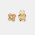Retro Dahlia Button Cover Set – 14K Gold Enamel in Espresso & Oatmilk