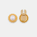 Riviera Pearl Button Cover Set – 22K Gold Braided Frame with Faux Pearl Center