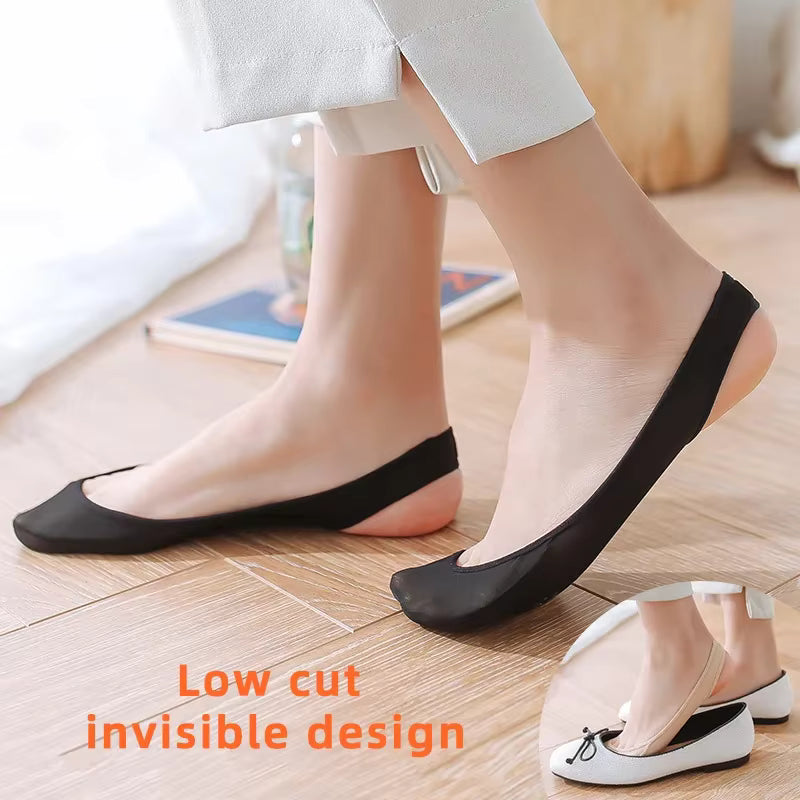 Women's Invisible No-Show Socks with Silicone Grip – Anti-Slip Liner Socks for Heels & Flats (3 Pairs)