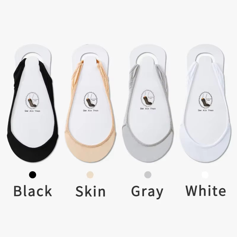 Women's Invisible No-Show Socks with Silicone Grip – Anti-Slip Liner Socks for Heels & Flats (3 Pairs)